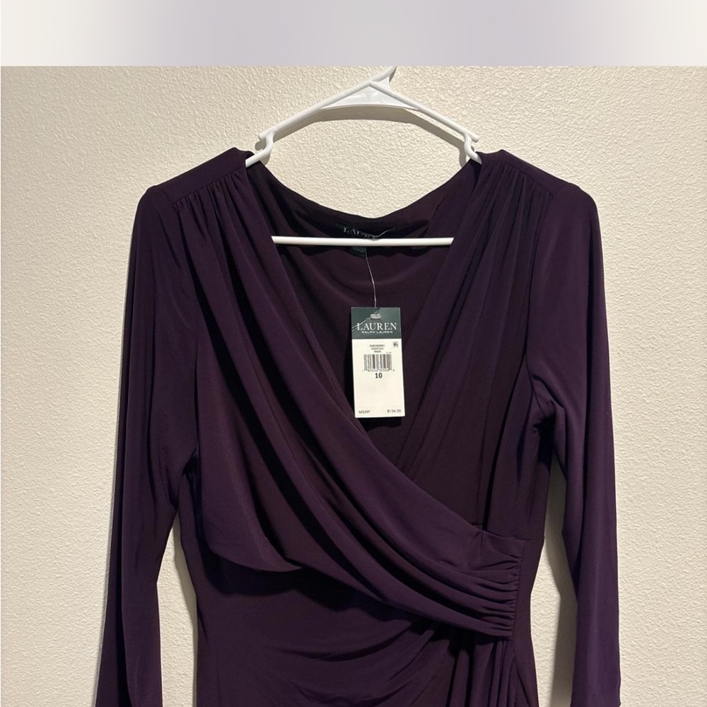 Ralph Lauren Deep Purple Long Sleeve Dress NWT